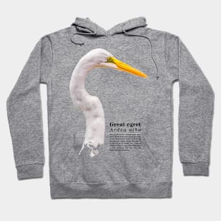 Great egret tropical bird black text Hoodie